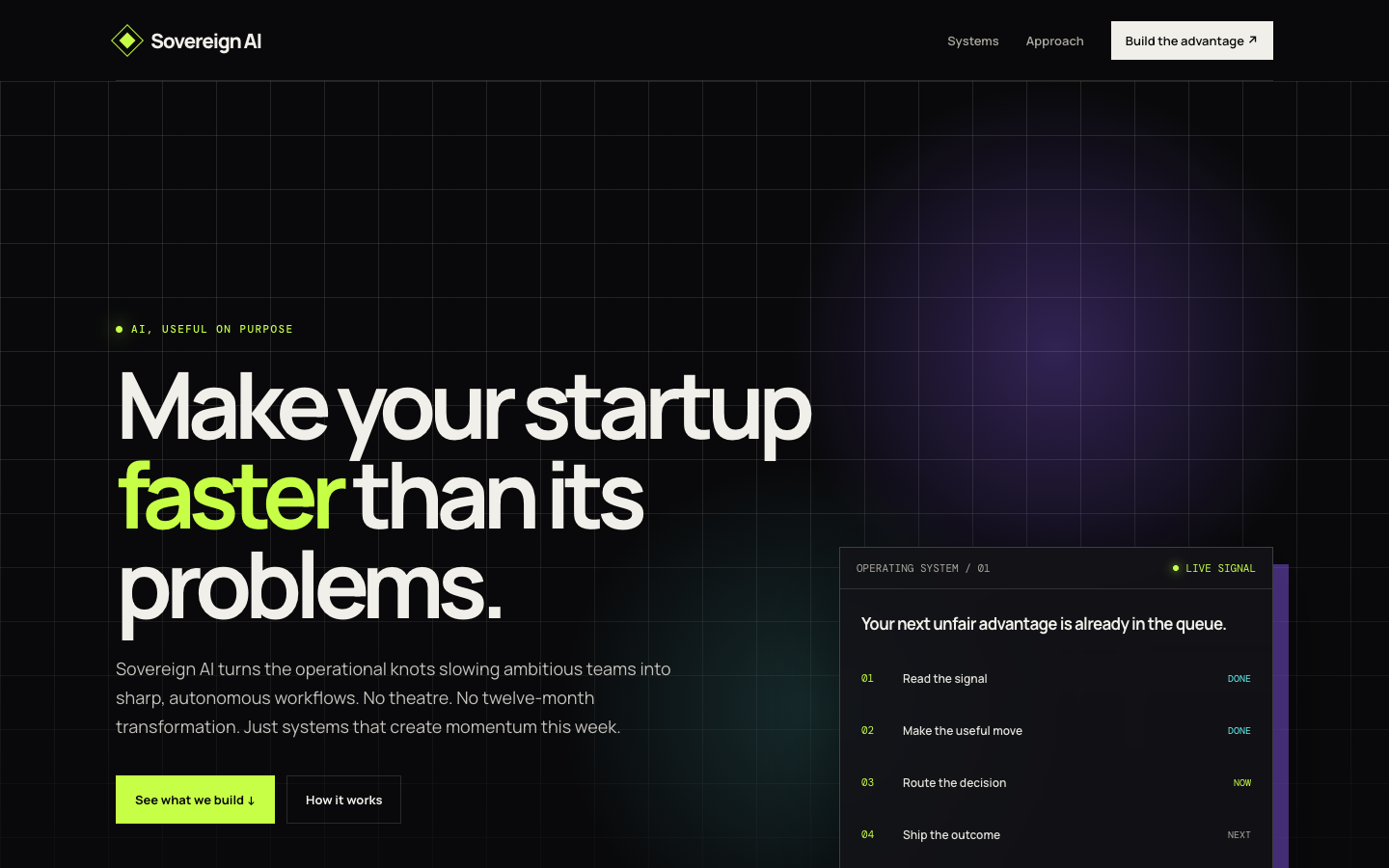 Sovereign AI homepage screenshot