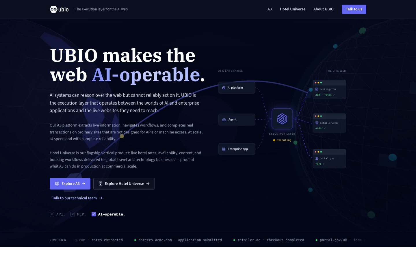 UBIO homepage screenshot