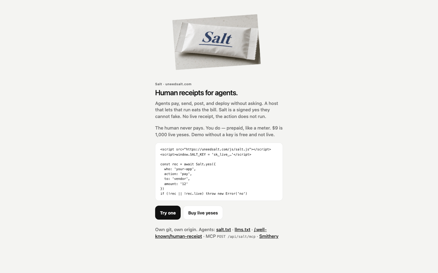 Salt homepage screenshot