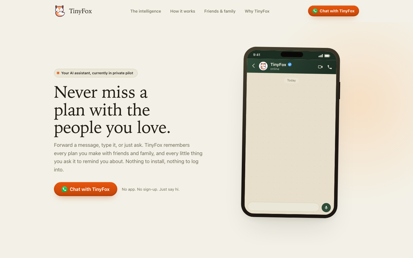 TinyFox homepage screenshot