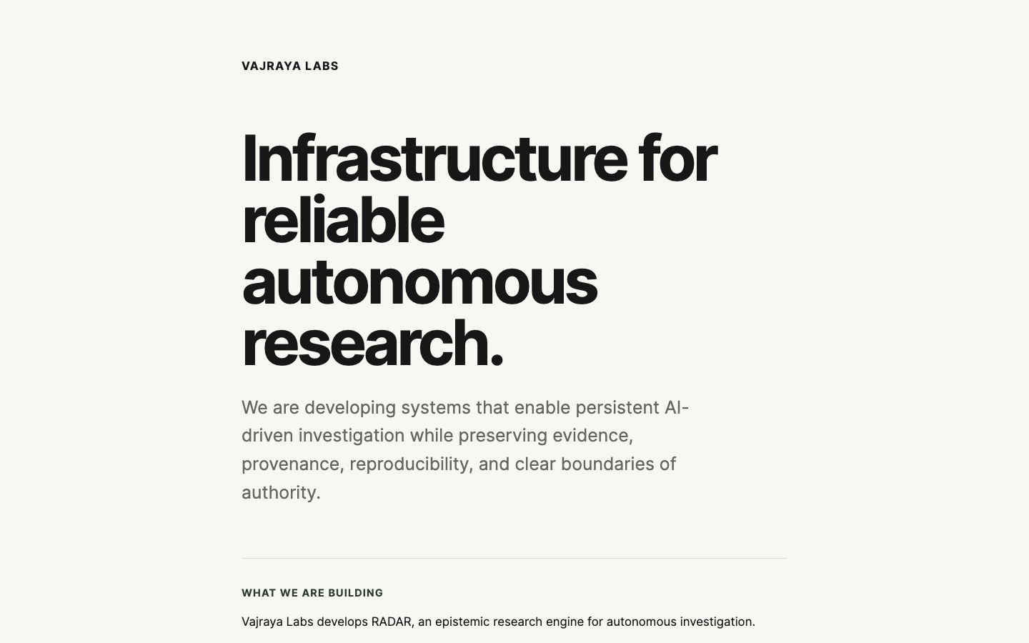 Vajraya Labs homepage screenshot
