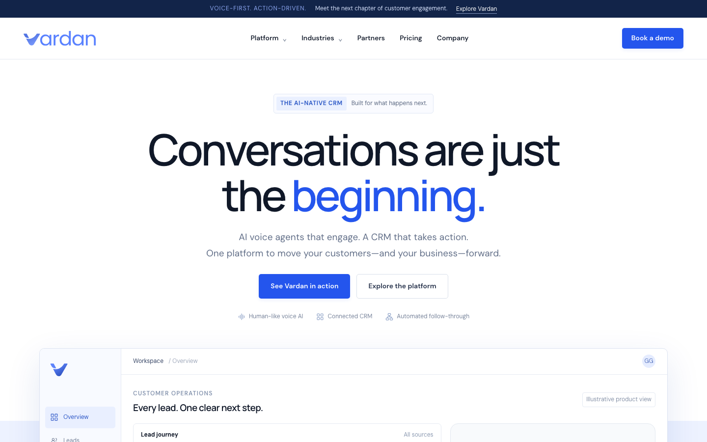 Vardan homepage screenshot