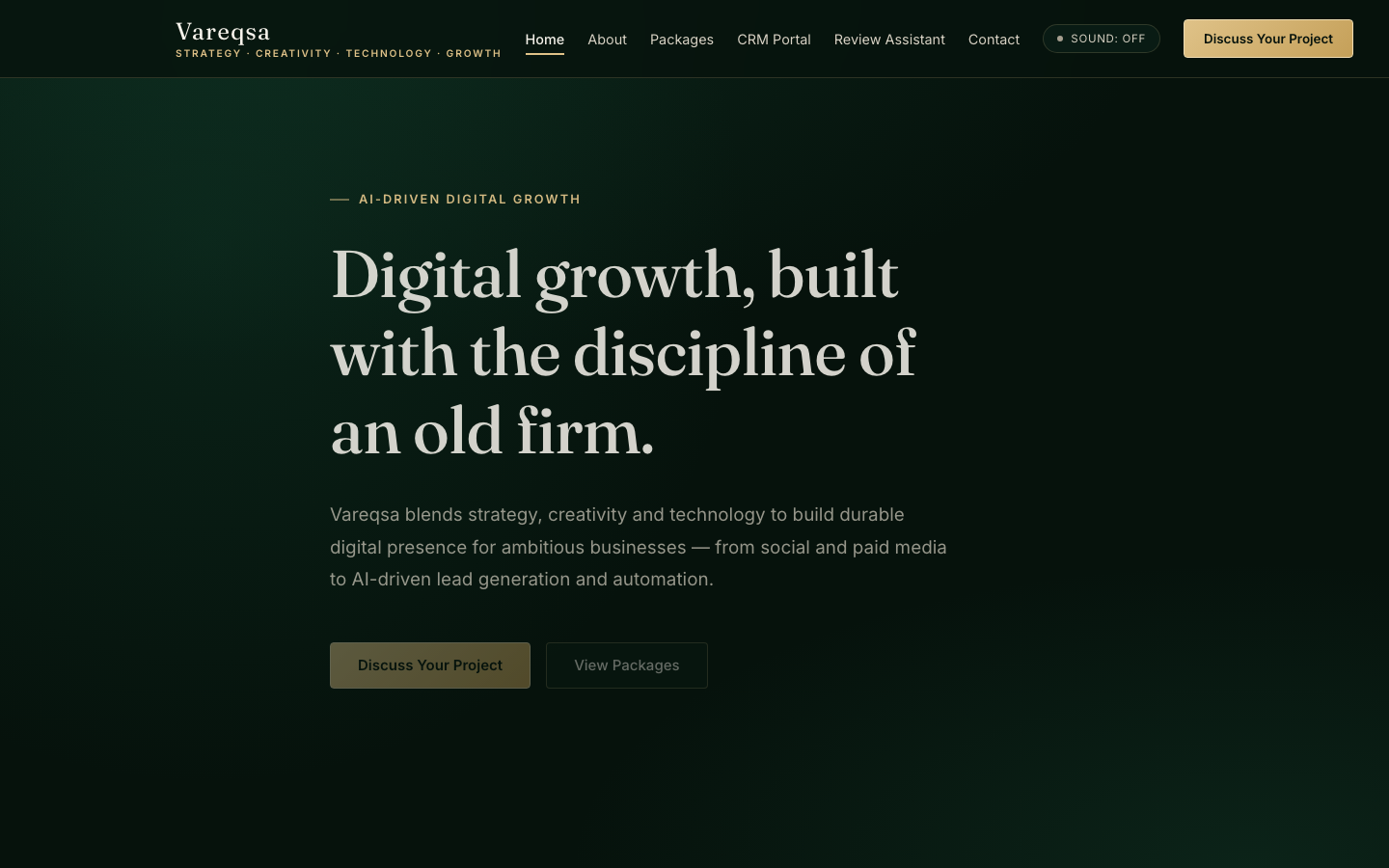 Vareqsa homepage screenshot