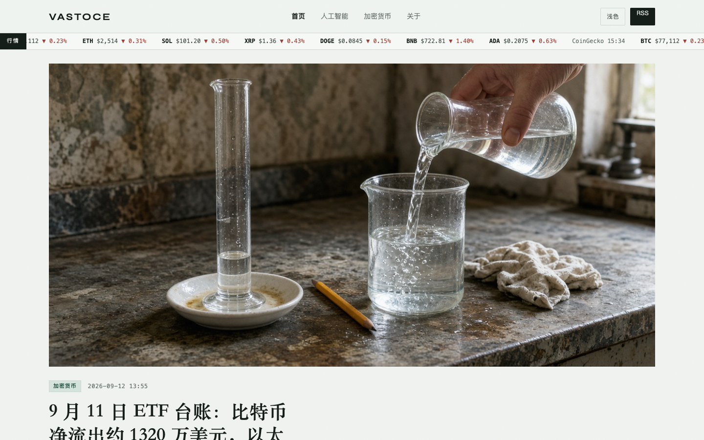 Vastoce homepage screenshot