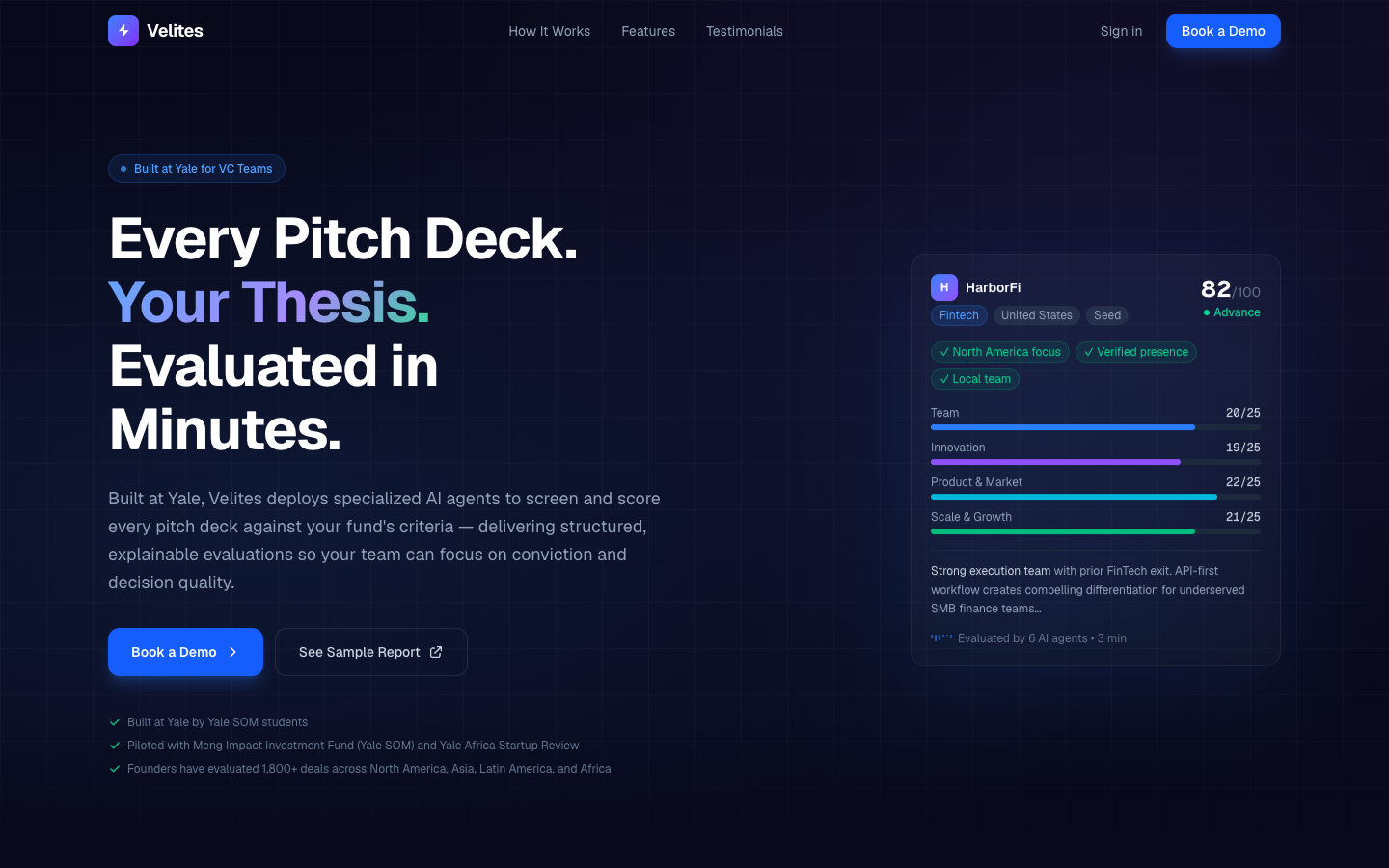 Velites homepage screenshot