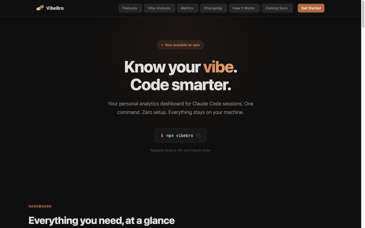 VibeBro 首页截图