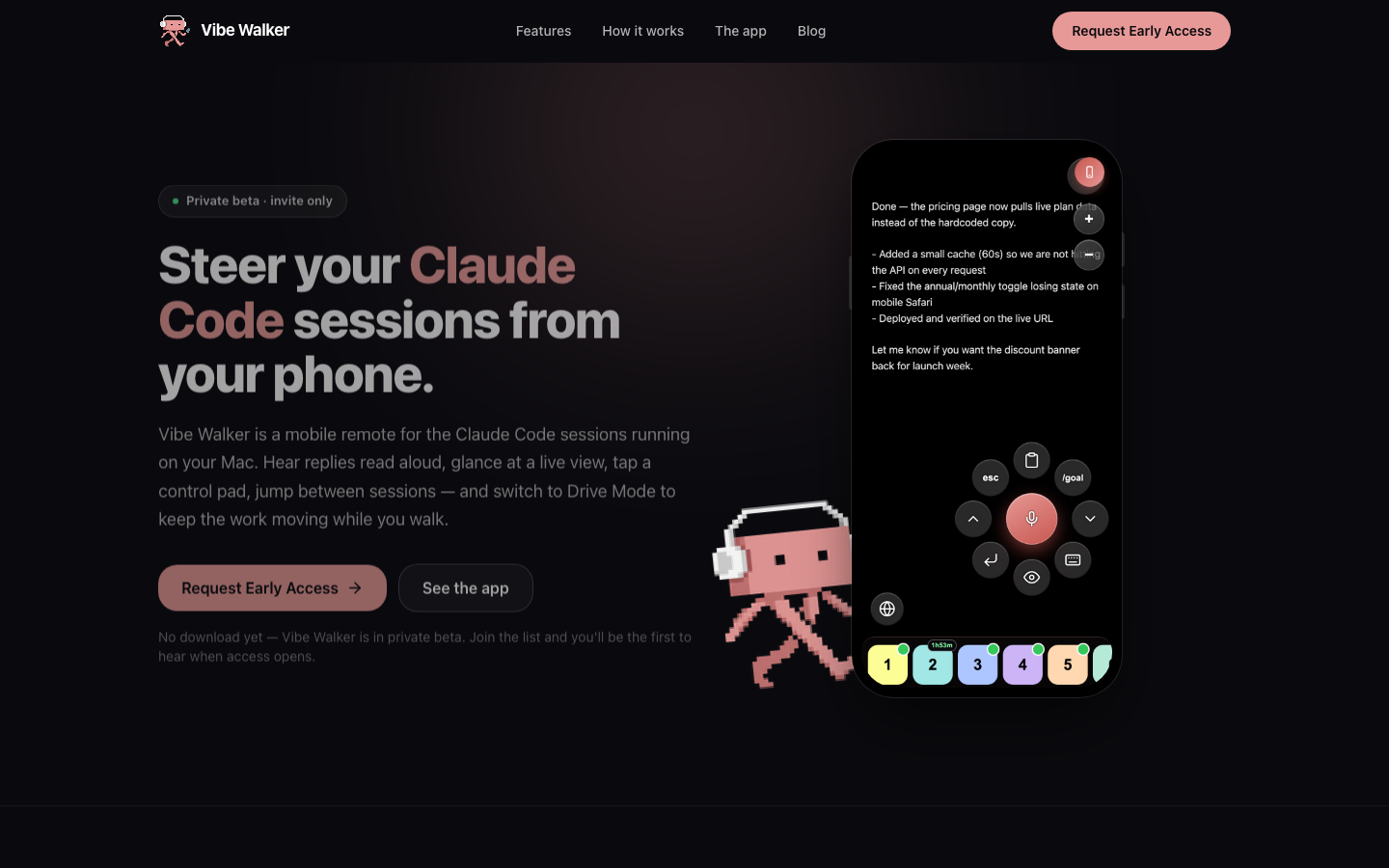 Vibe Walker homepage screenshot