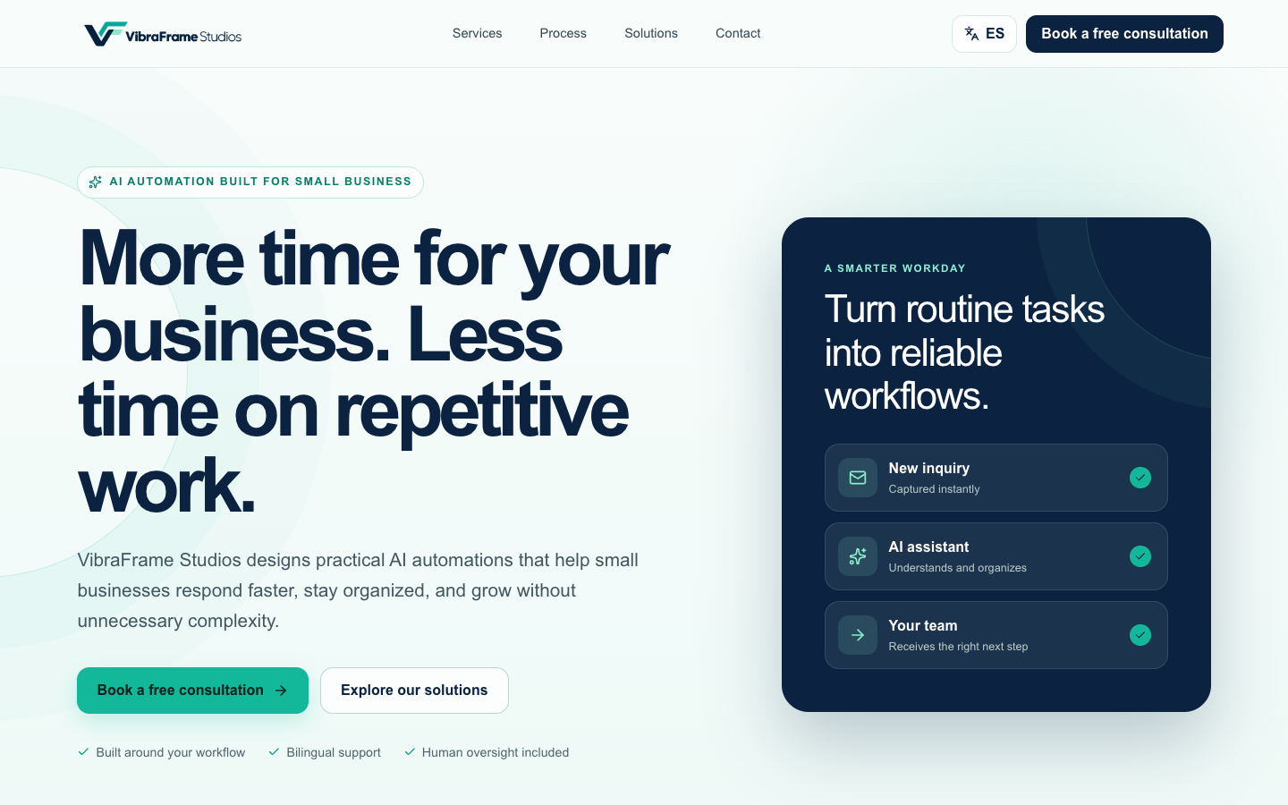 VibraFrame Studios landing_page