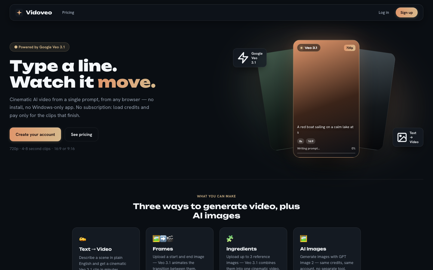 Vidoveo homepage screenshot