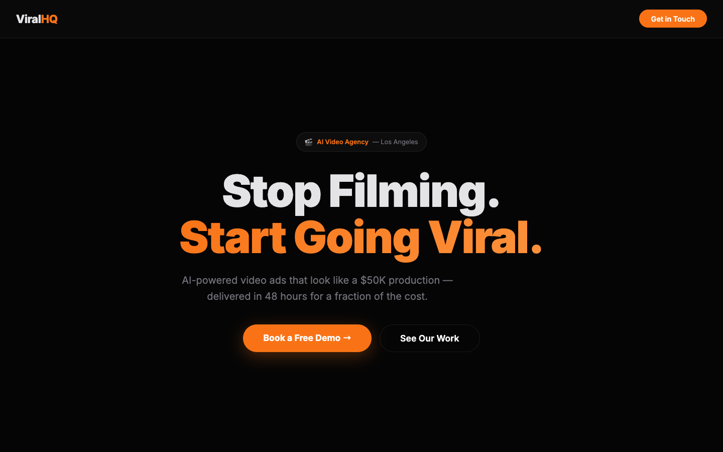 ViralHQ homepage screenshot
