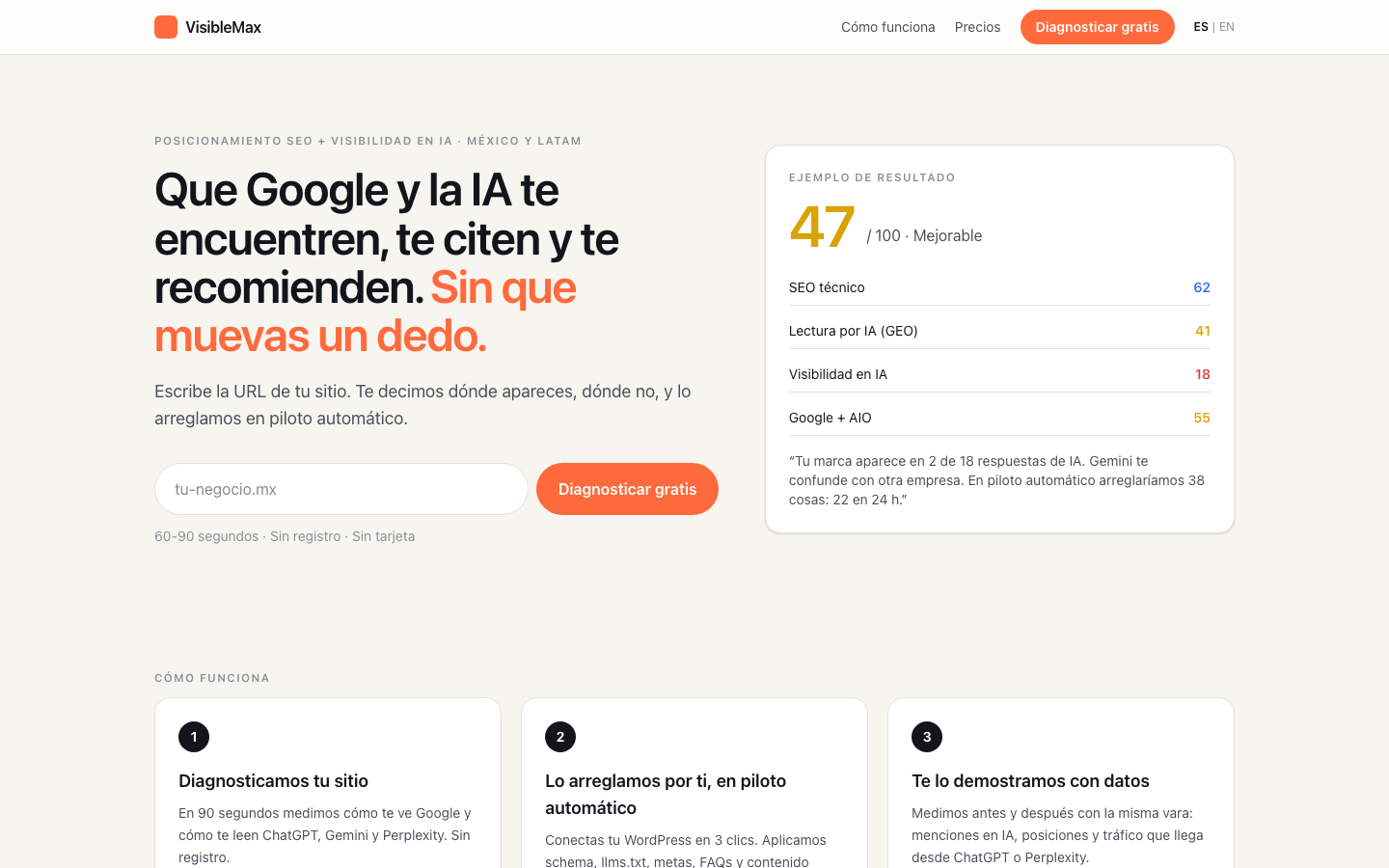 VisibleMax homepage screenshot