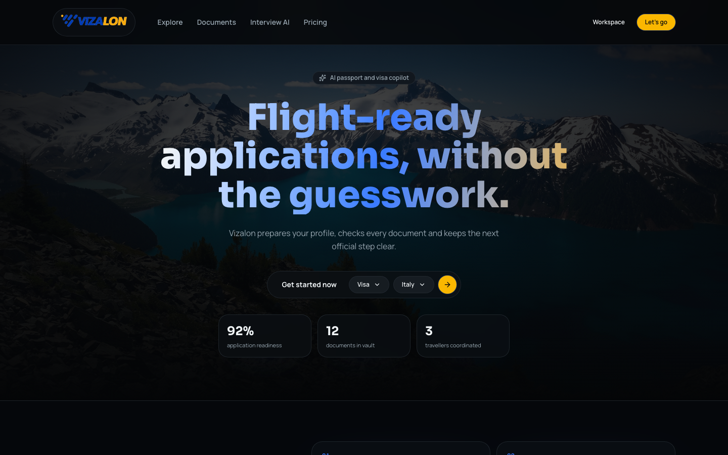 Vizalon homepage screenshot