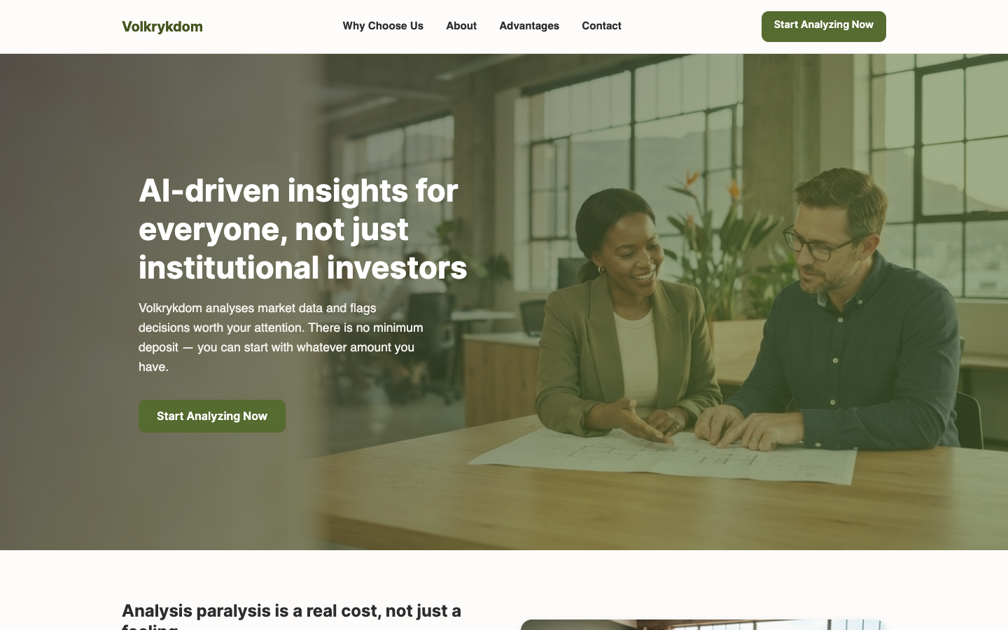Volkrykdom homepage screenshot
