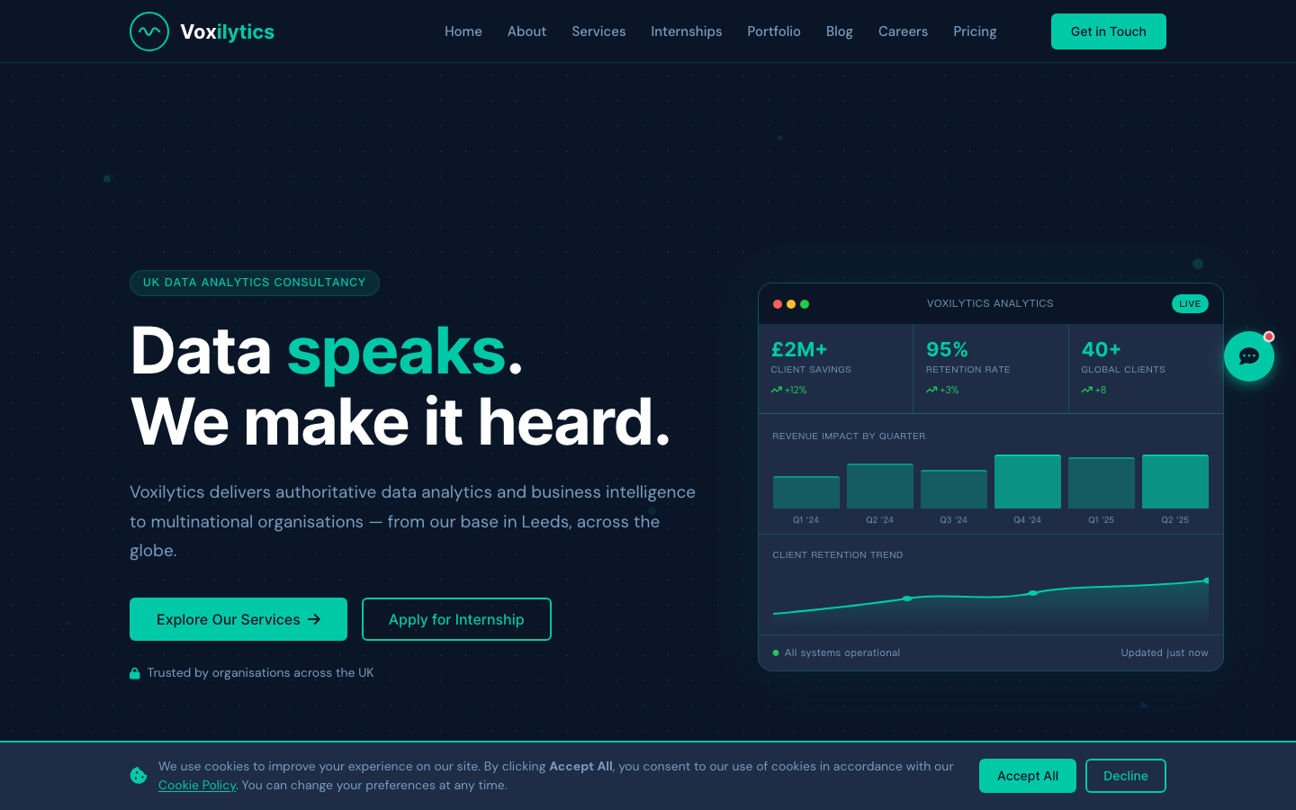 Voxilytics homepage screenshot