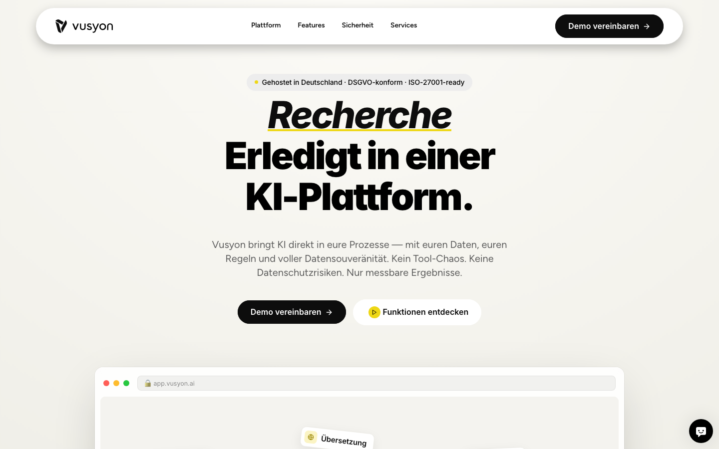 Vusyon homepage screenshot