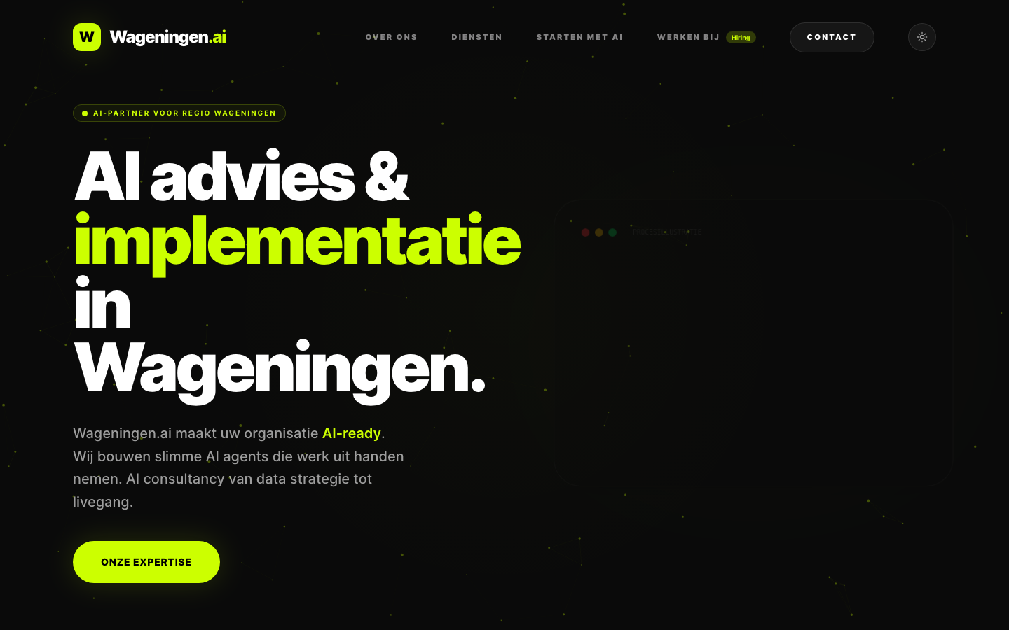 Wageningen.ai homepage screenshot