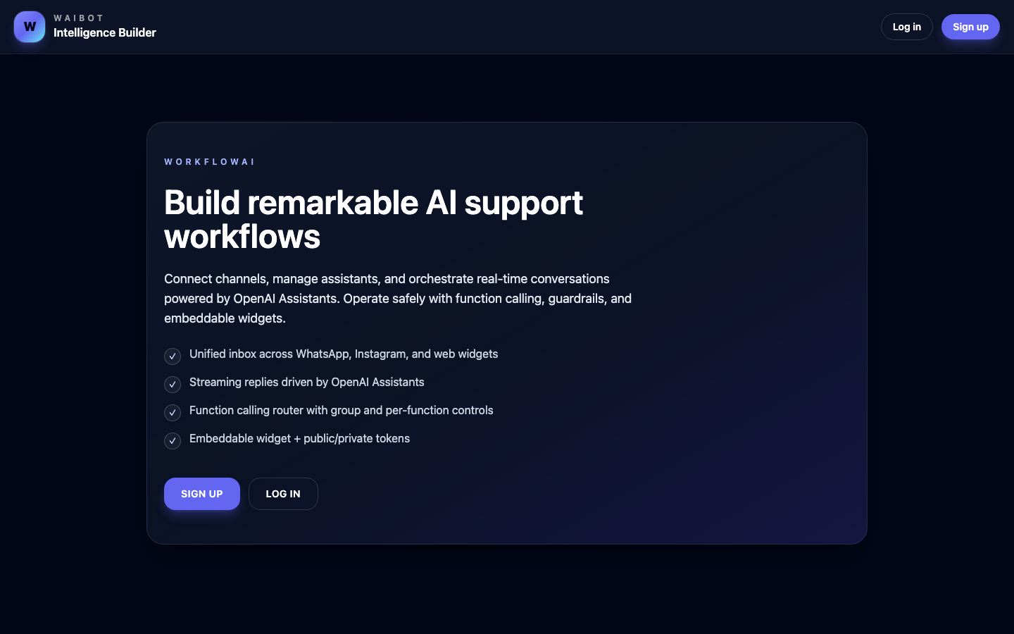 WAIBOT homepage screenshot