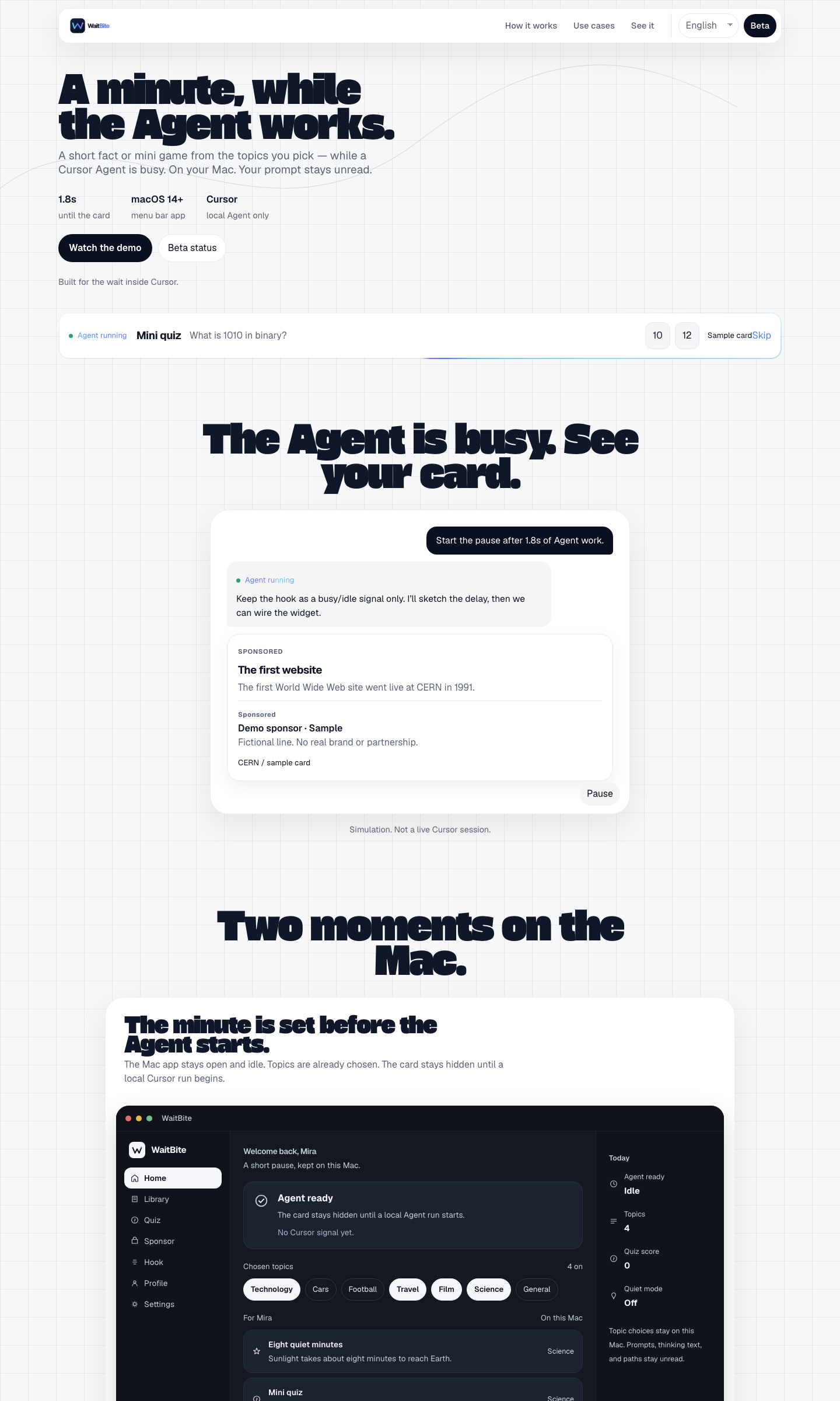 WaitBite homepage screenshot