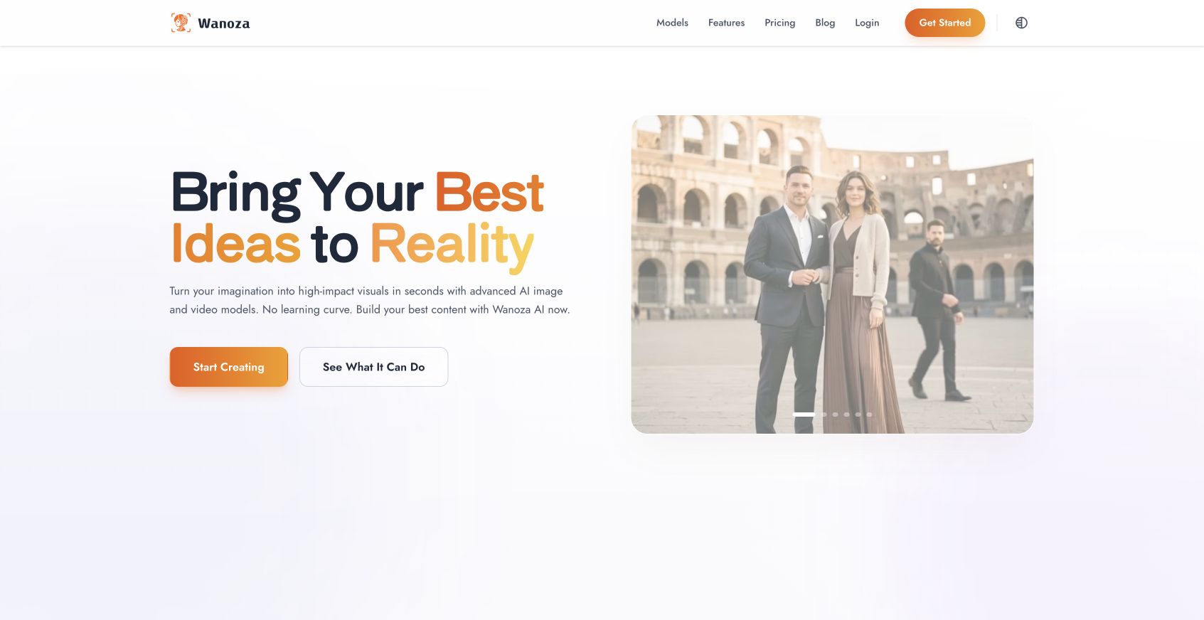 Wanoza AI 首页截图