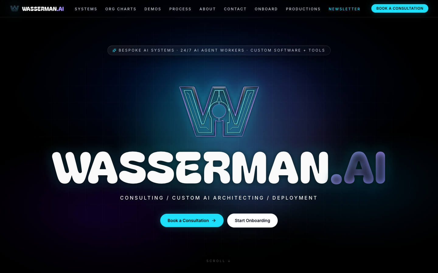 Wasserman.AI homepage screenshot