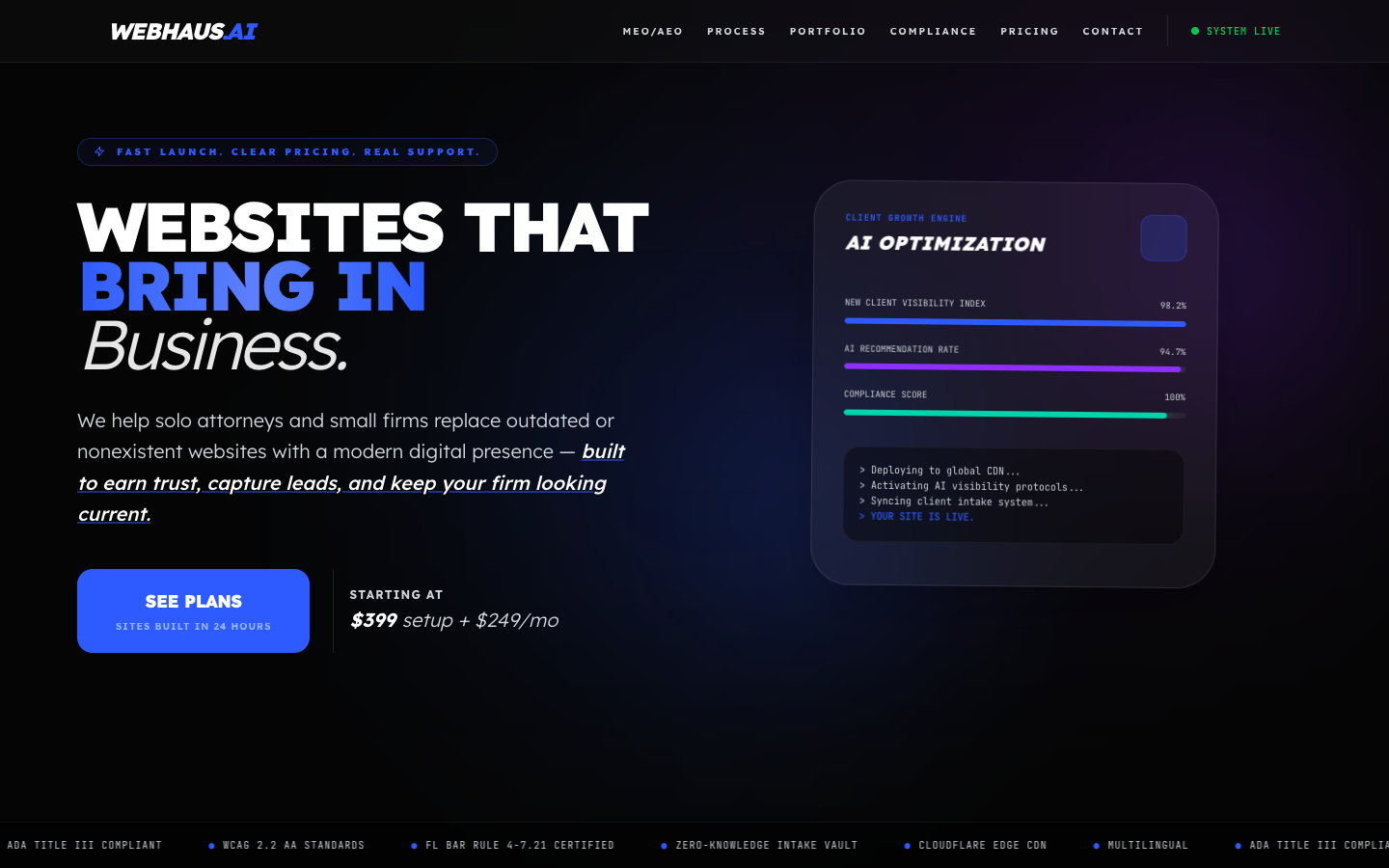 WEBHAUS homepage screenshot