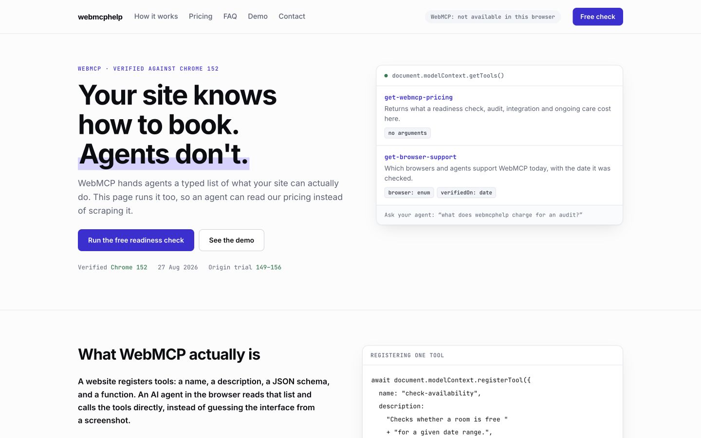 WebMCP Help 首页截图