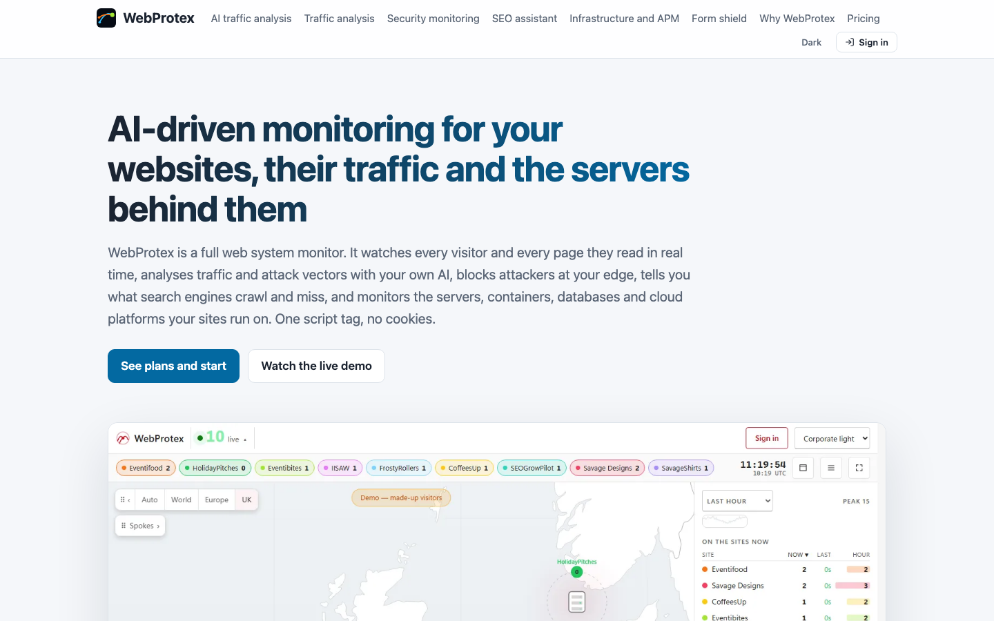 WebProtex homepage screenshot