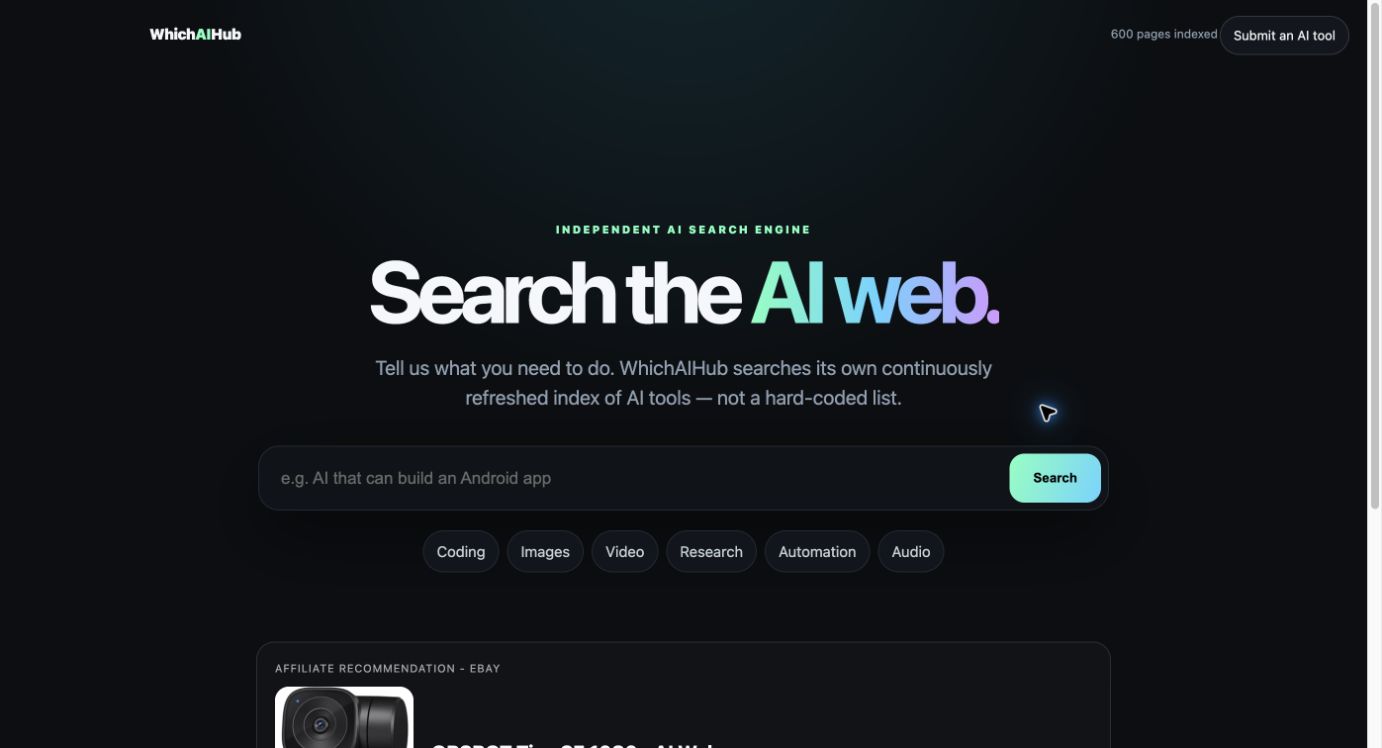 WhichAIHub 首页截图