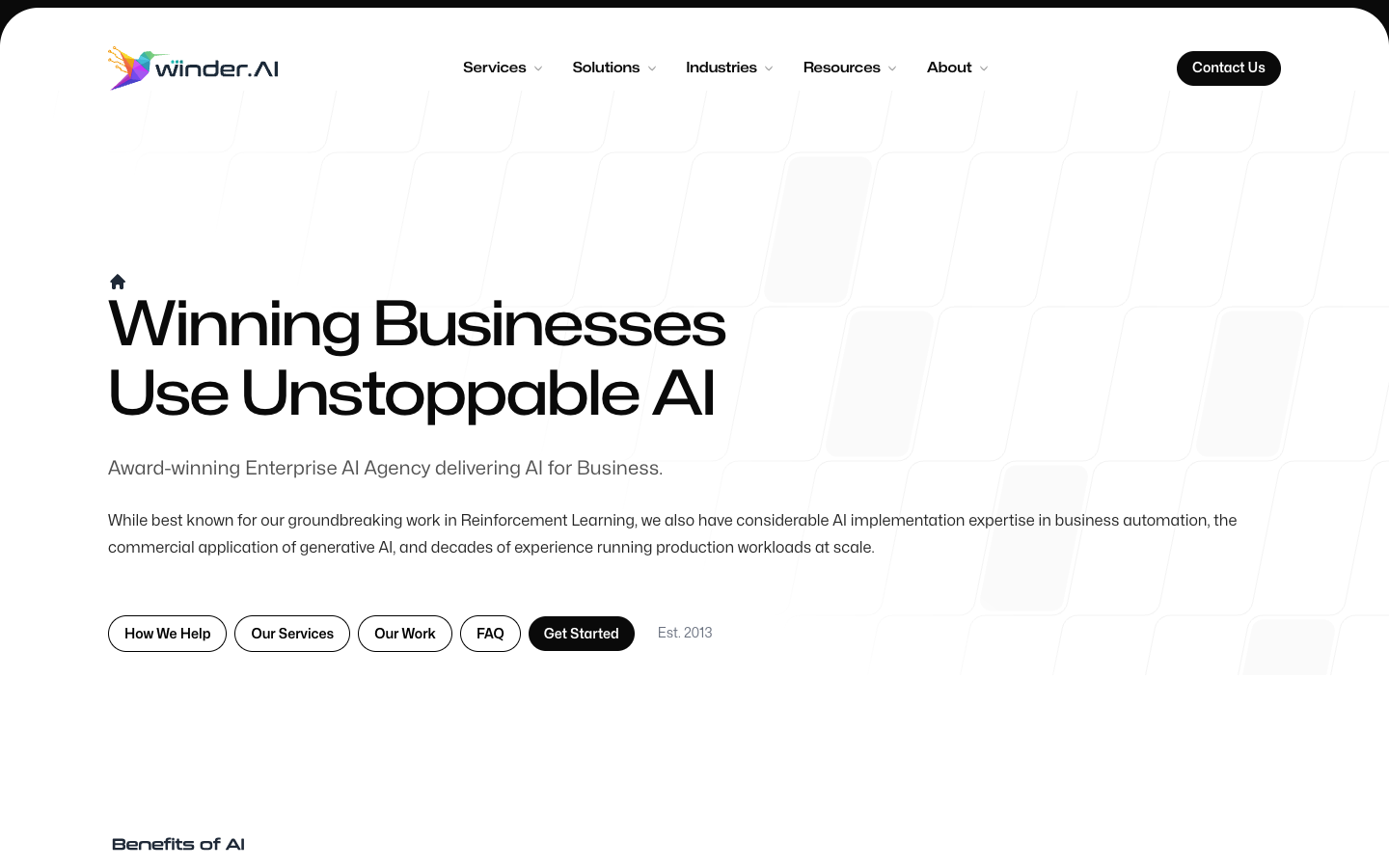 Winder.ai homepage screenshot