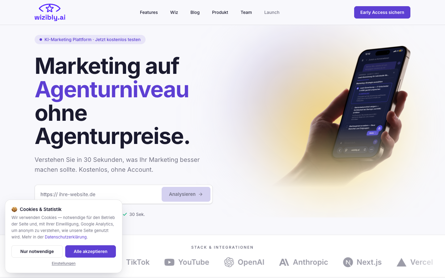 Wizibly homepage screenshot