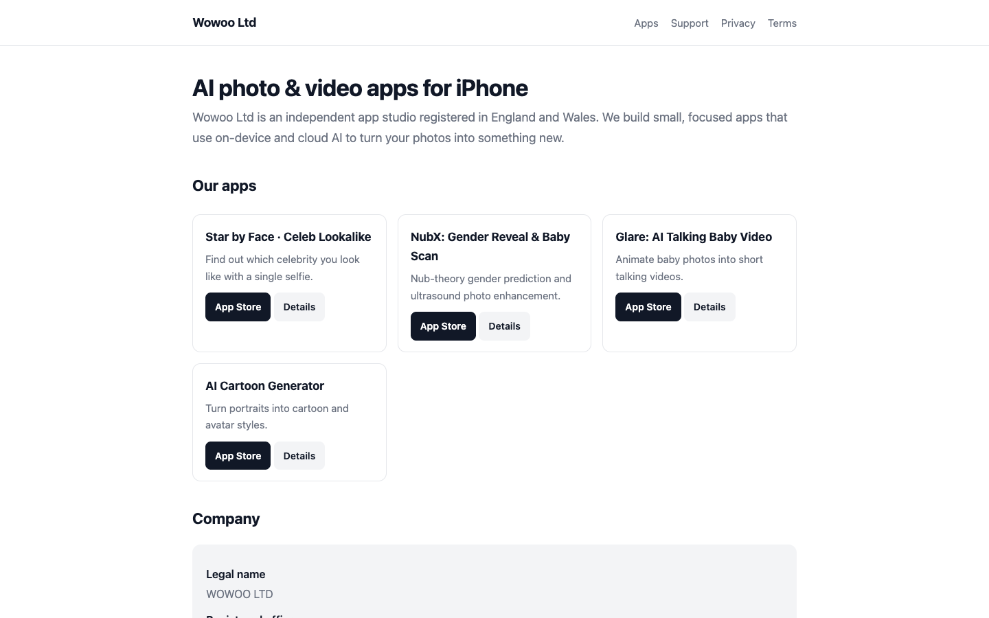 Wowoo Ltd homepage screenshot