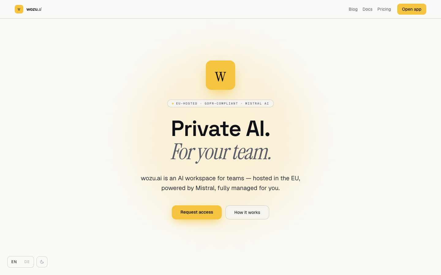 wozu.ai homepage screenshot