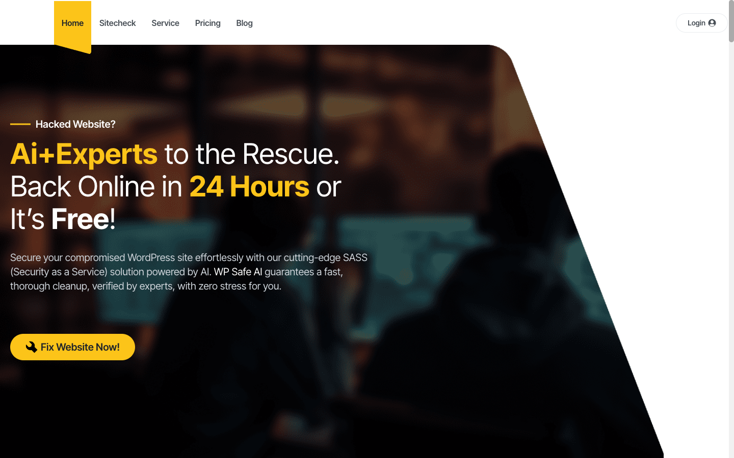WP Safe AI homepage screenshot