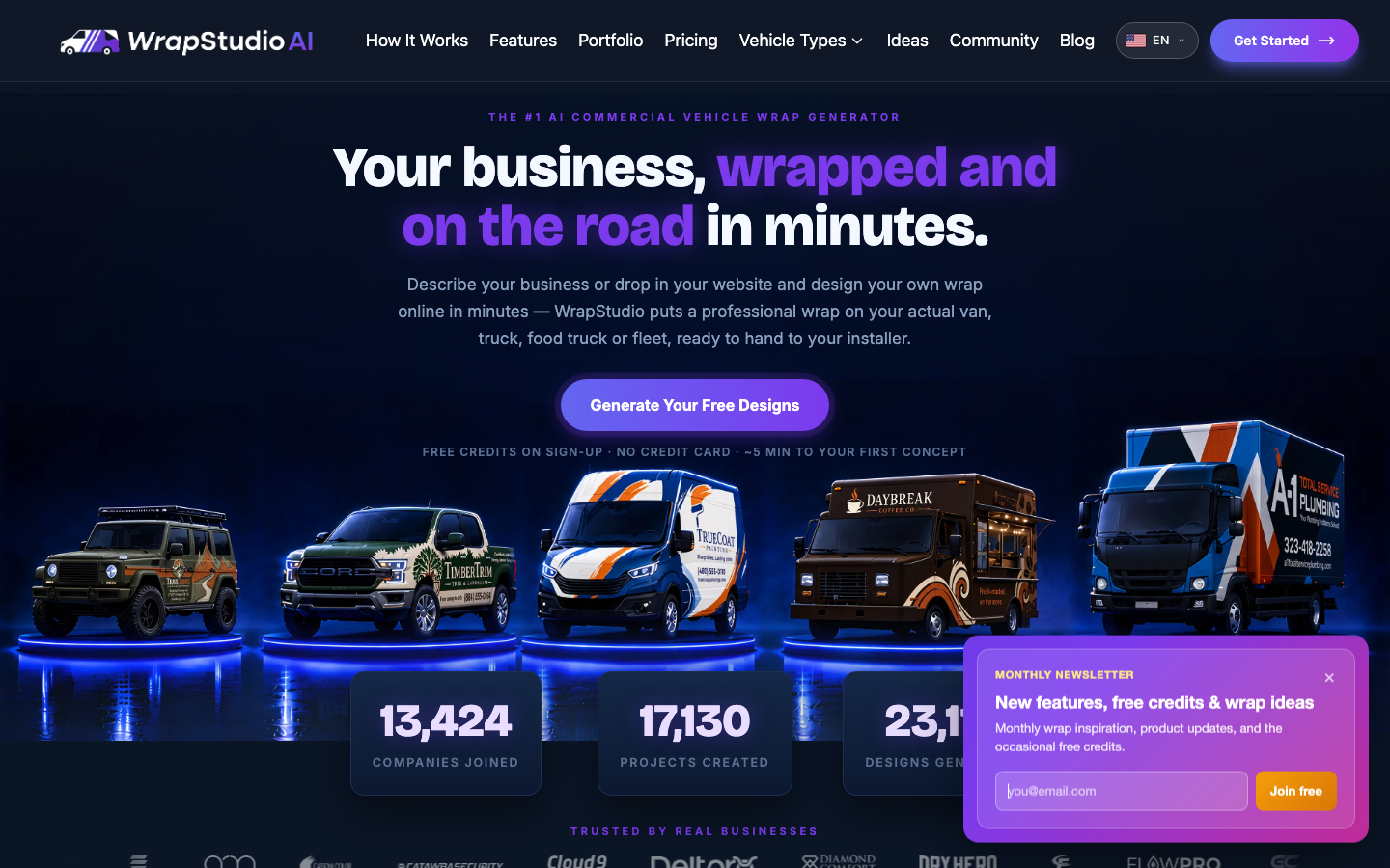 WrapStudio AI homepage screenshot