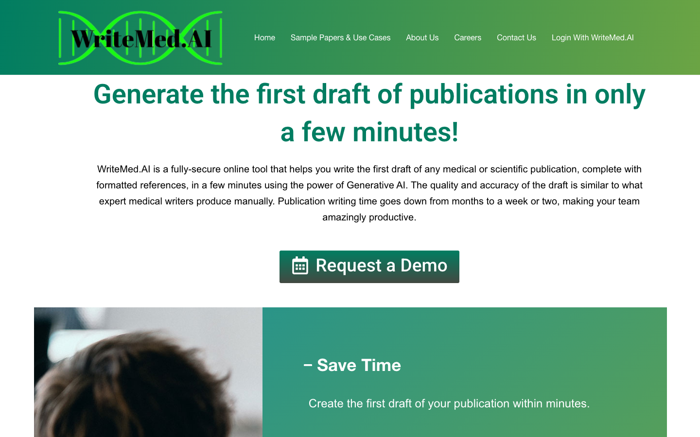 WriteMed.AI homepage screenshot