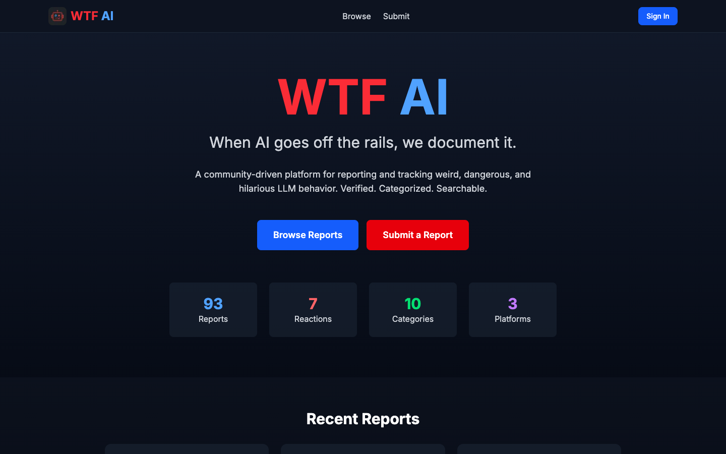 WTF AI homepage screenshot