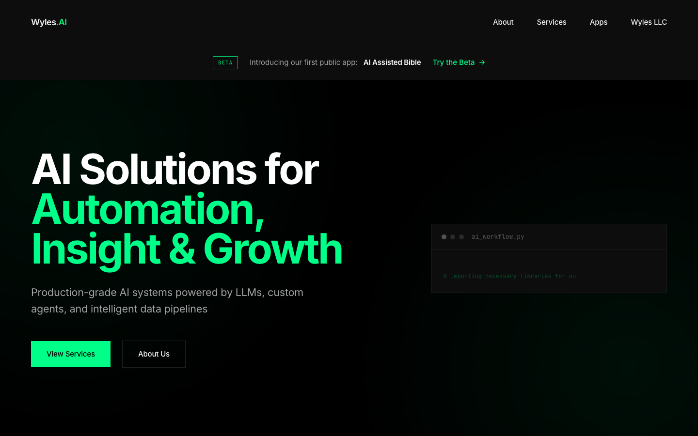 Wyles.AI homepage screenshot