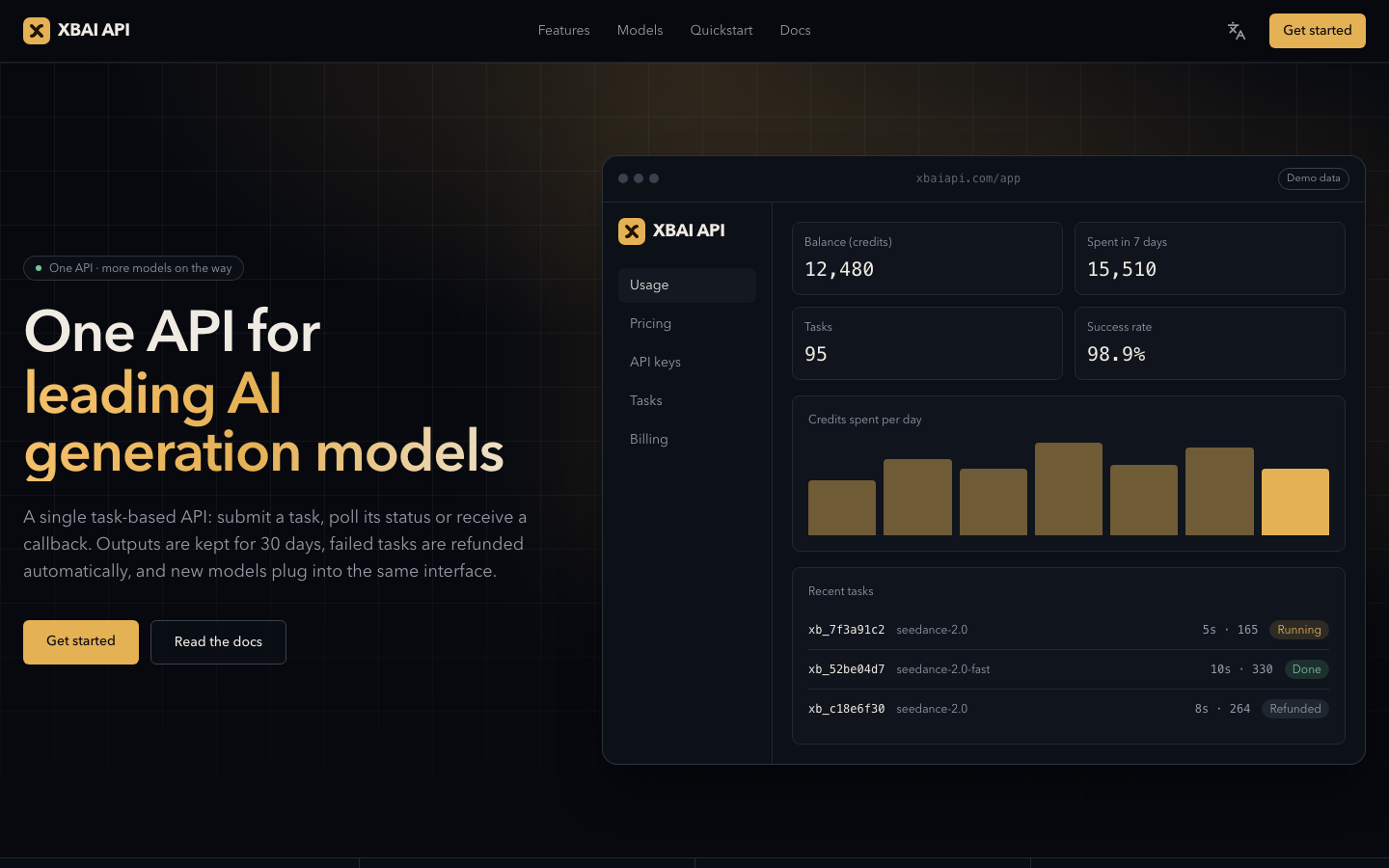xbaiapi homepage screenshot