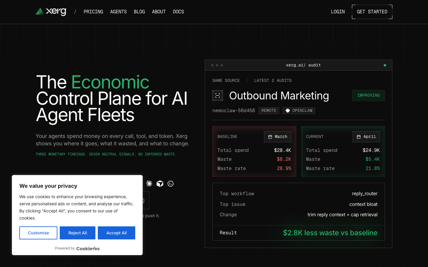 Xerg homepage screenshot