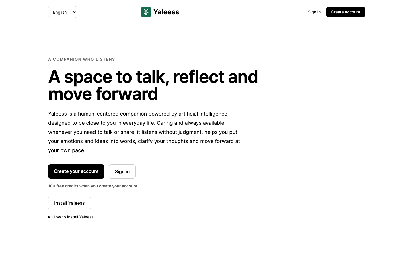Yaleess homepage screenshot