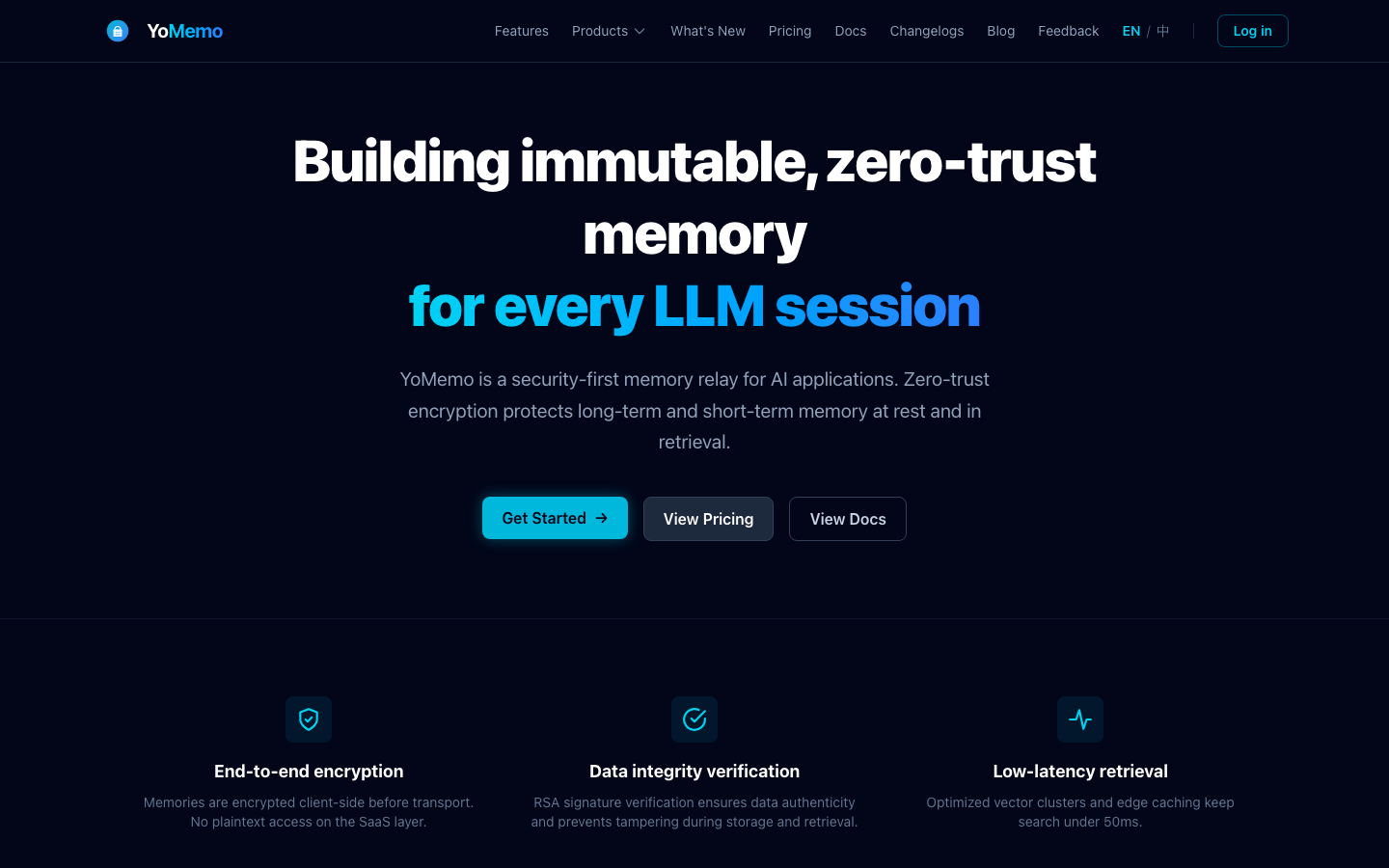 YoMemo homepage screenshot