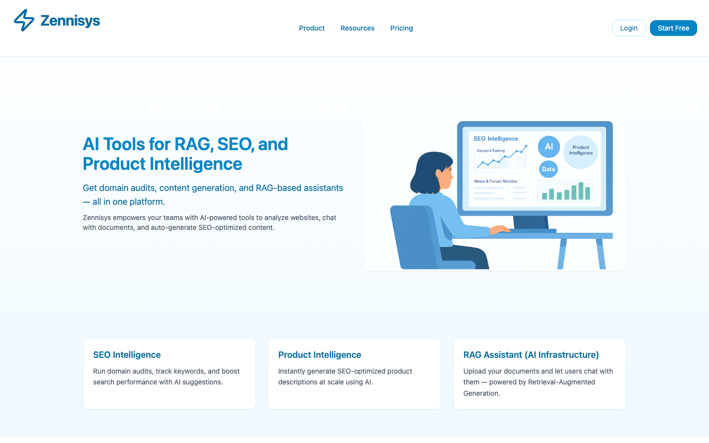 Zennisys homepage screenshot