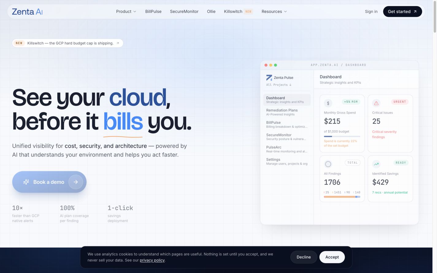 Zenta Pulse 首页截图