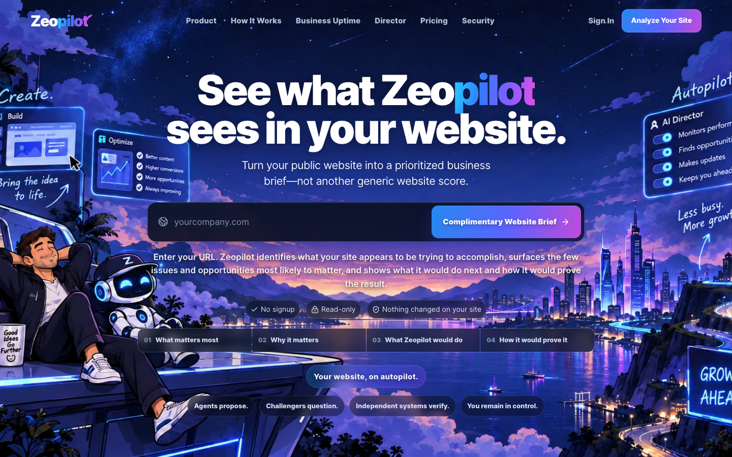 Zeopilot homepage screenshot