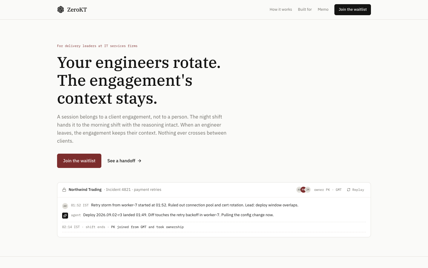 ZeroKT homepage screenshot