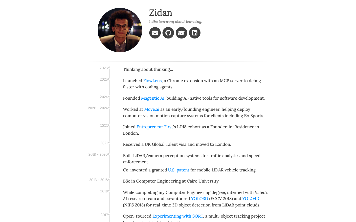 Zidan homepage screenshot
