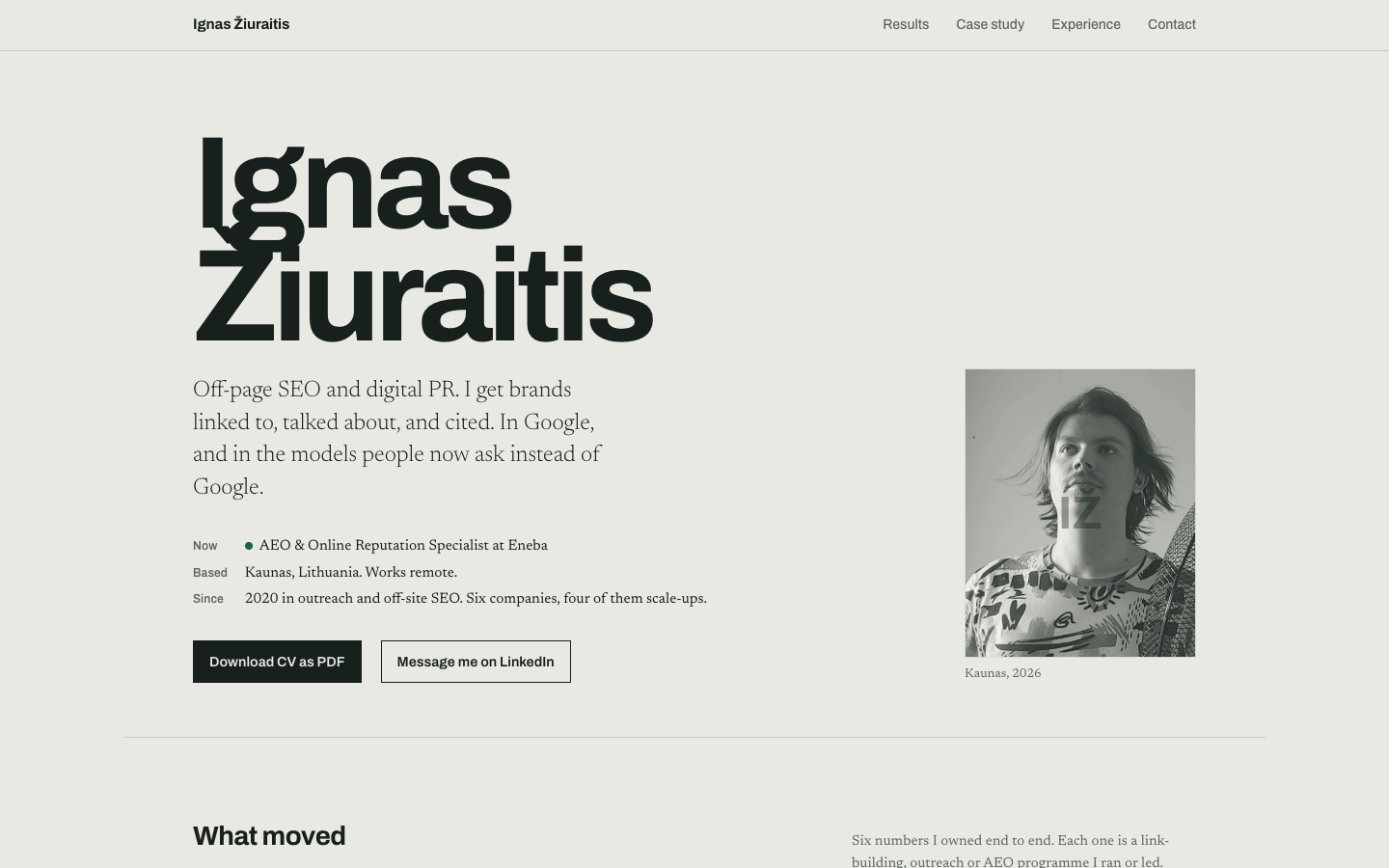 Ignas Ziuraitis homepage screenshot