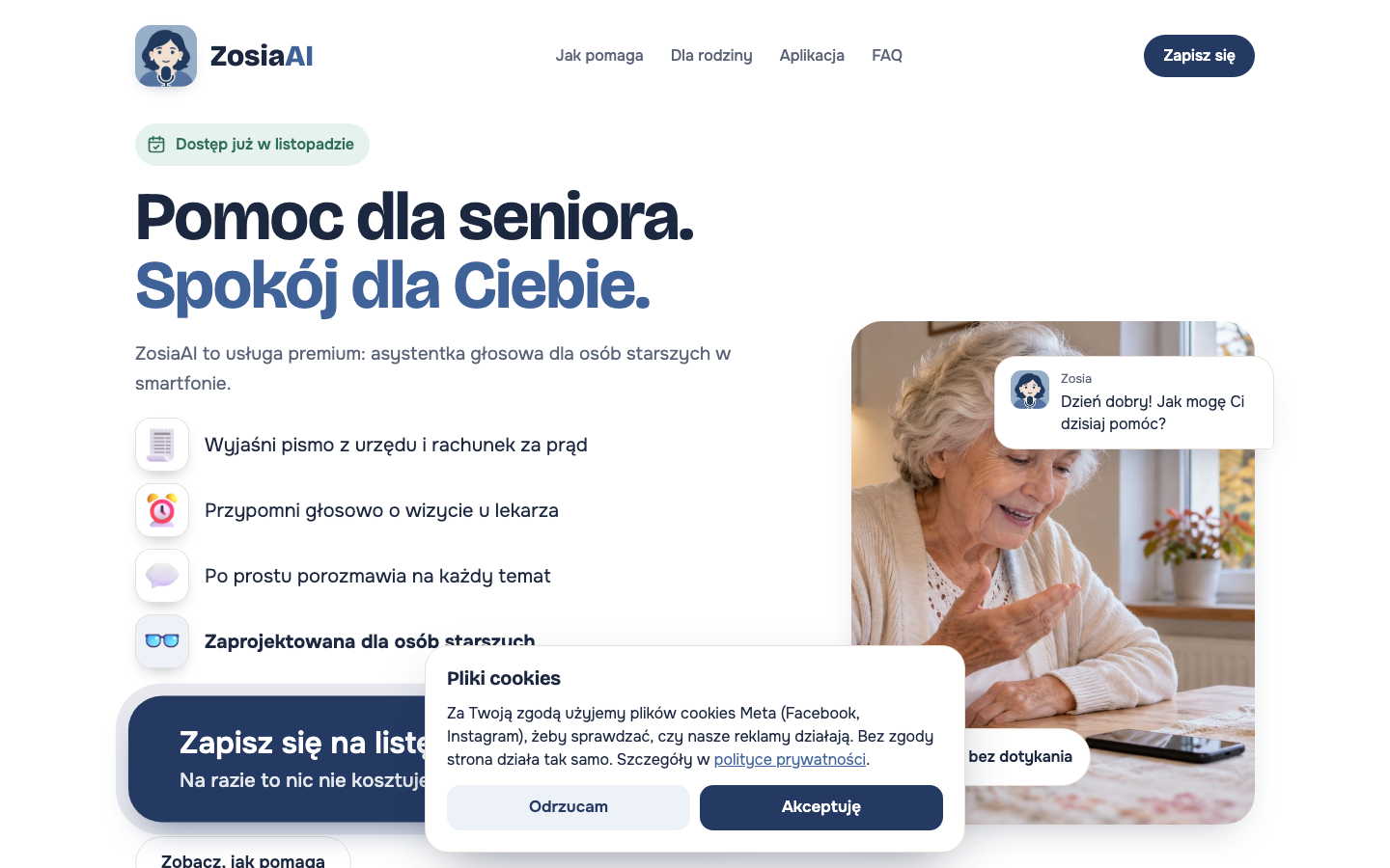 ZosiaAI homepage screenshot
